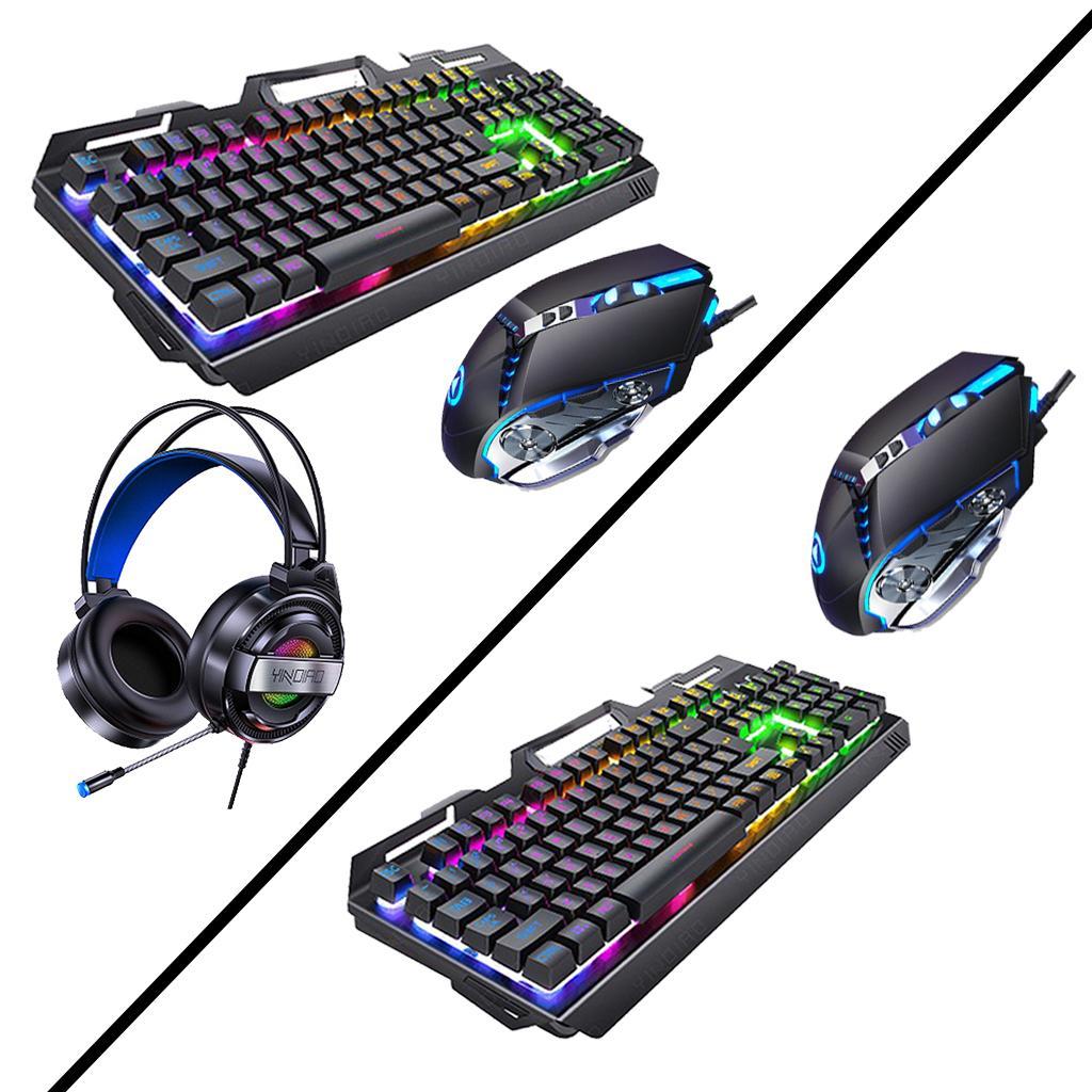 Wired Gaming Keyboard and Mouse Combo, 104 Keys, RGB Backlit, with Multimedia Keys, Wrist Rest ,Rainbow Backlit Gaming Mouse, for Windows PC Gamers