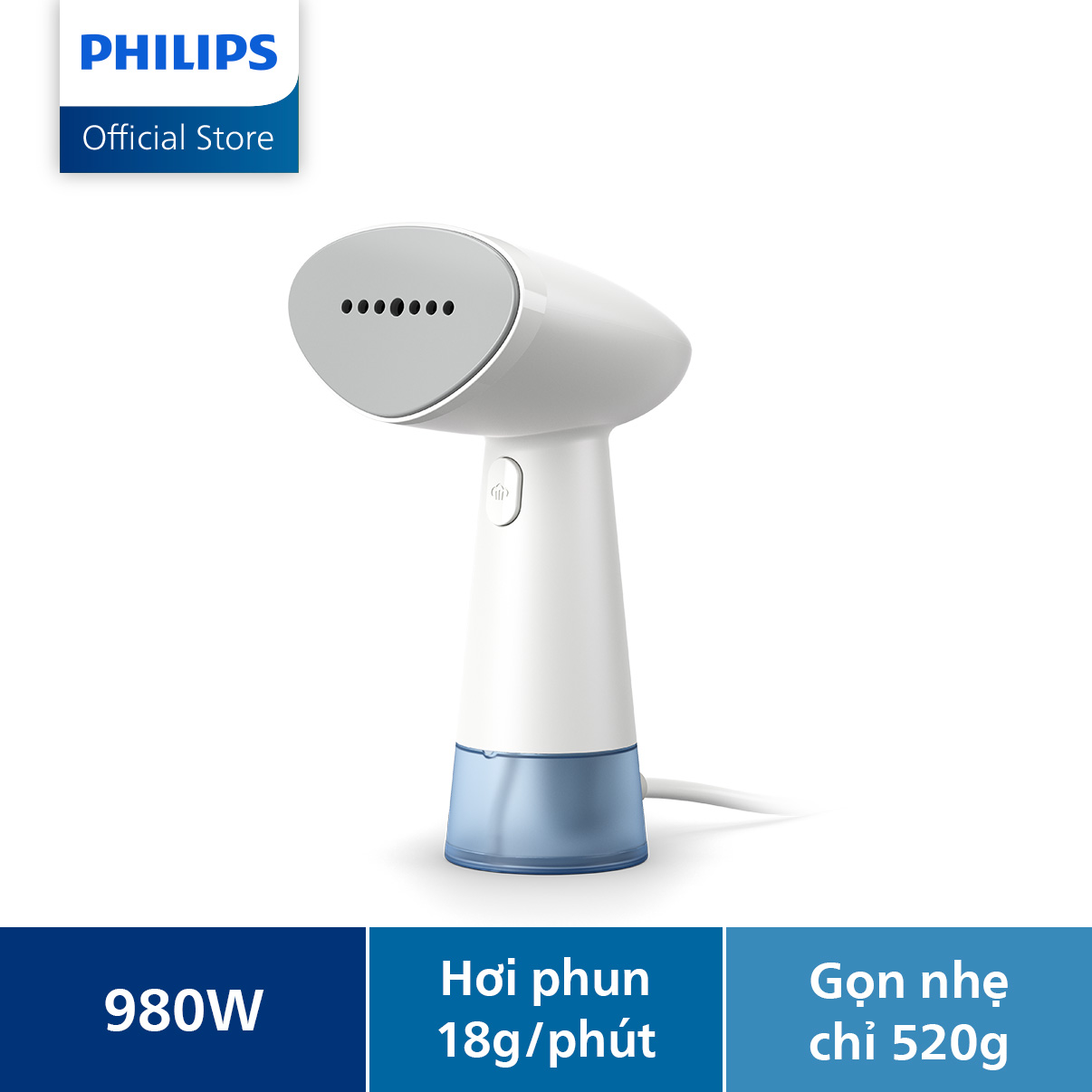 Bàn ủi hơi nước cầm tay Philips STH1000/10 | 900W| nhỏ gọn ngăn chứa nước 85ml có thể tháo rời - Hàng Chính Hãng