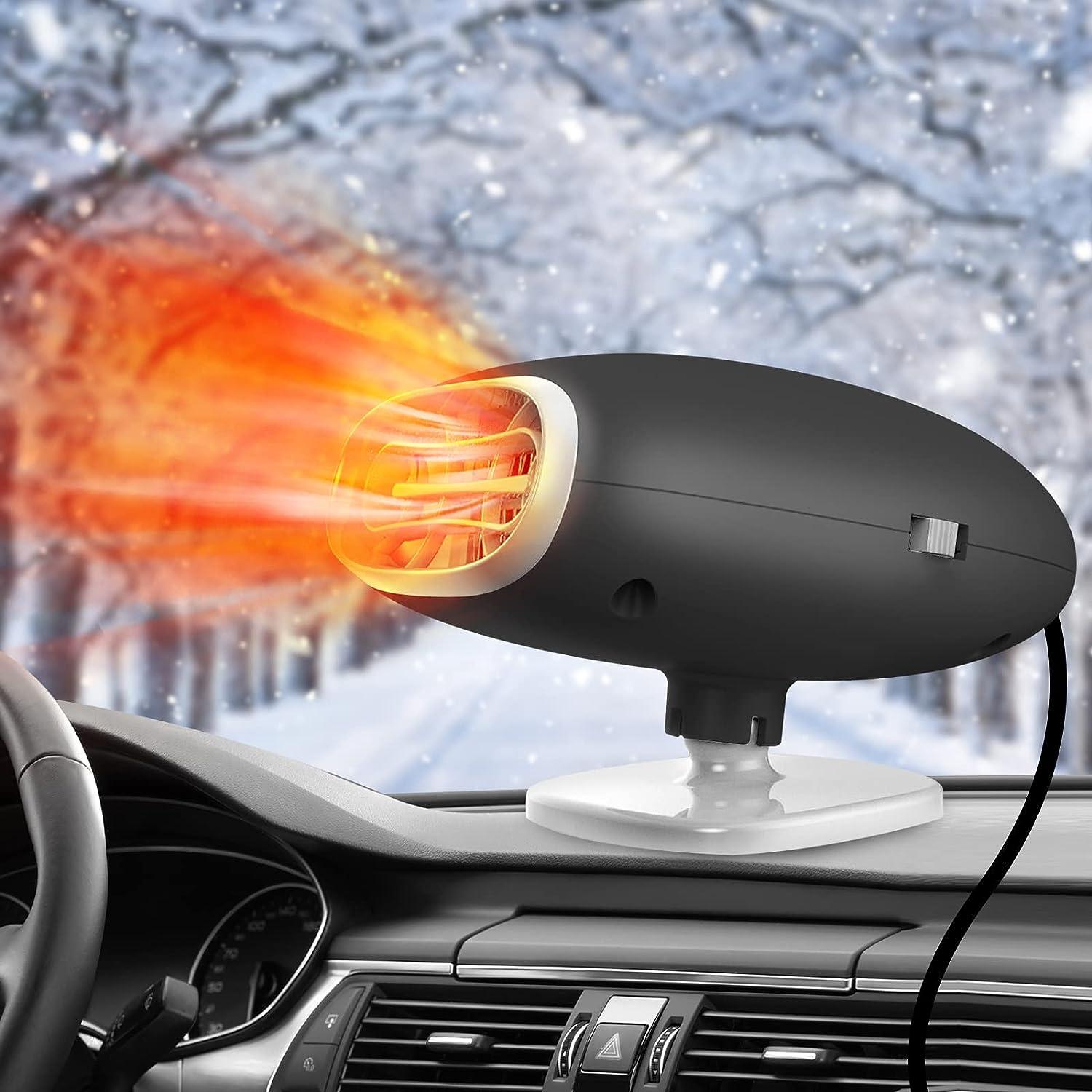 Máy Sưởi Ô Tô Di Động 12V, Bộ Làm Tan Băng Sưởi Ấm Ô Tô 150W 2 Trong 1, Làm Rã Đông Nhanh Kính Chắn Gió Xe Hơi, Cắm Vào Bật Lửa , Có Đế Xoay 360° - Đen