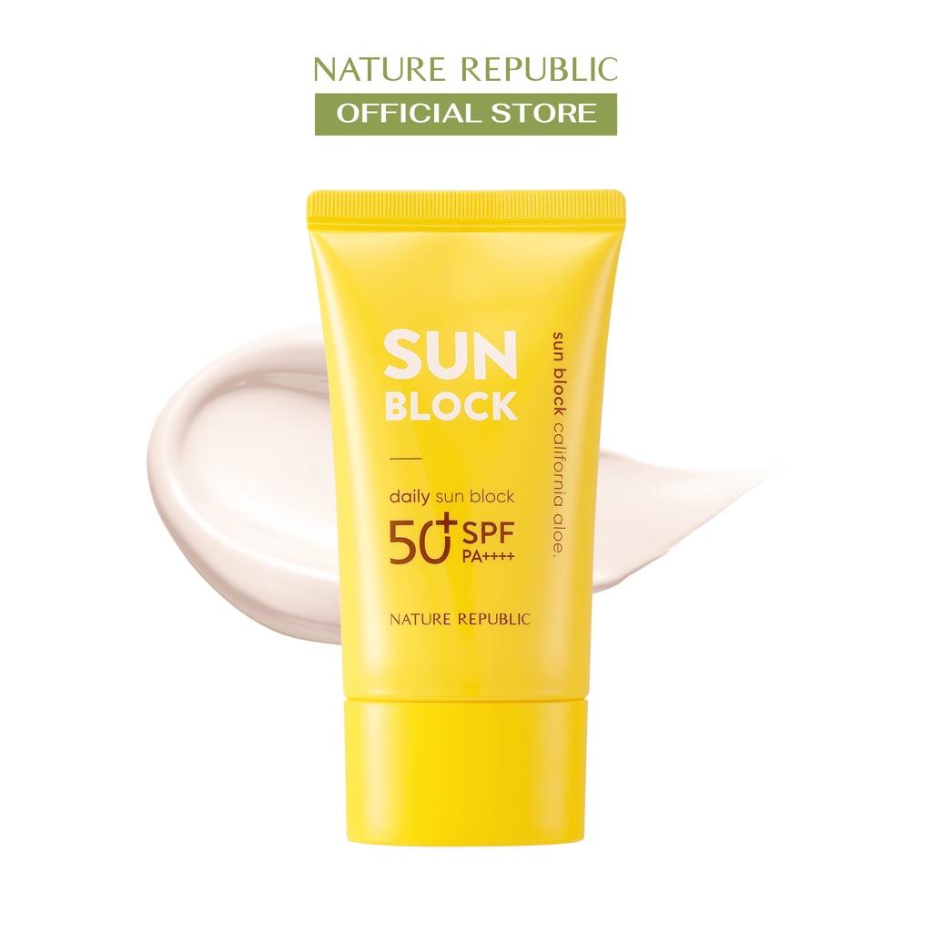 Nature Republic Kem chống nắng California Aloe Daily Sun Block SPF50+PA++++ 57ml, nâng tone tự nhiên