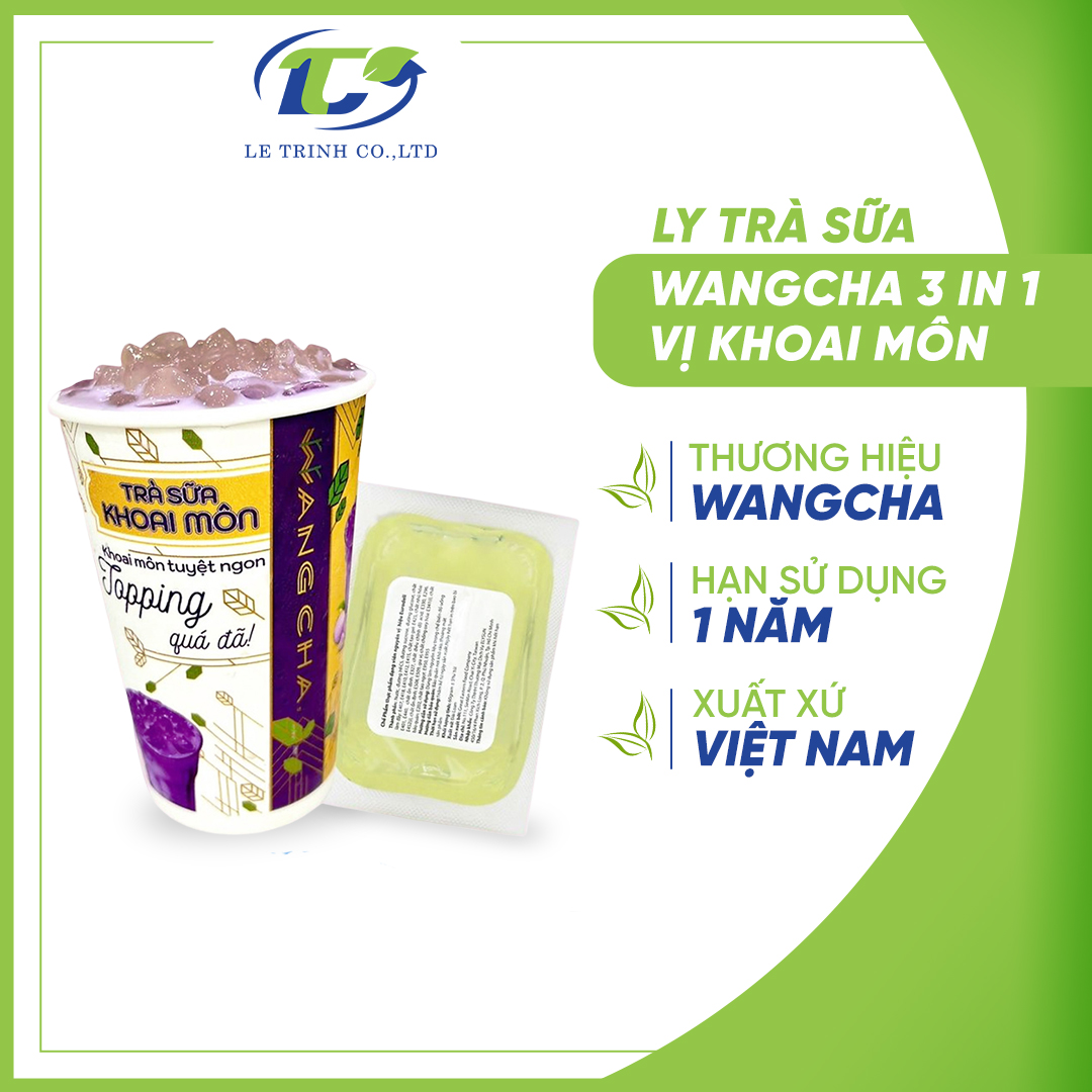 Ly Trà Sữa Wangcha vị khoai môn cao cấp - Trà Sữa Wangcha Vị Khoai Môn thơm ngon, hấp dẫn - Bột Trà Sữa Khoai Môn chính hãng