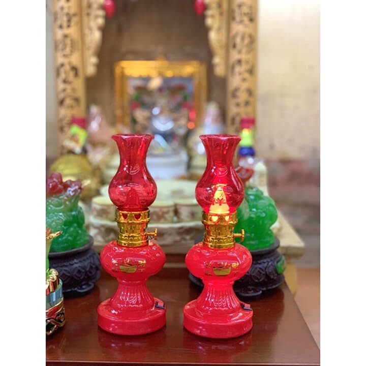 Đèn thờ dùng pin tiểu AA để bàn, đèn cầy đèn thờ cúng phật, đèn thờ thần tài ông địa