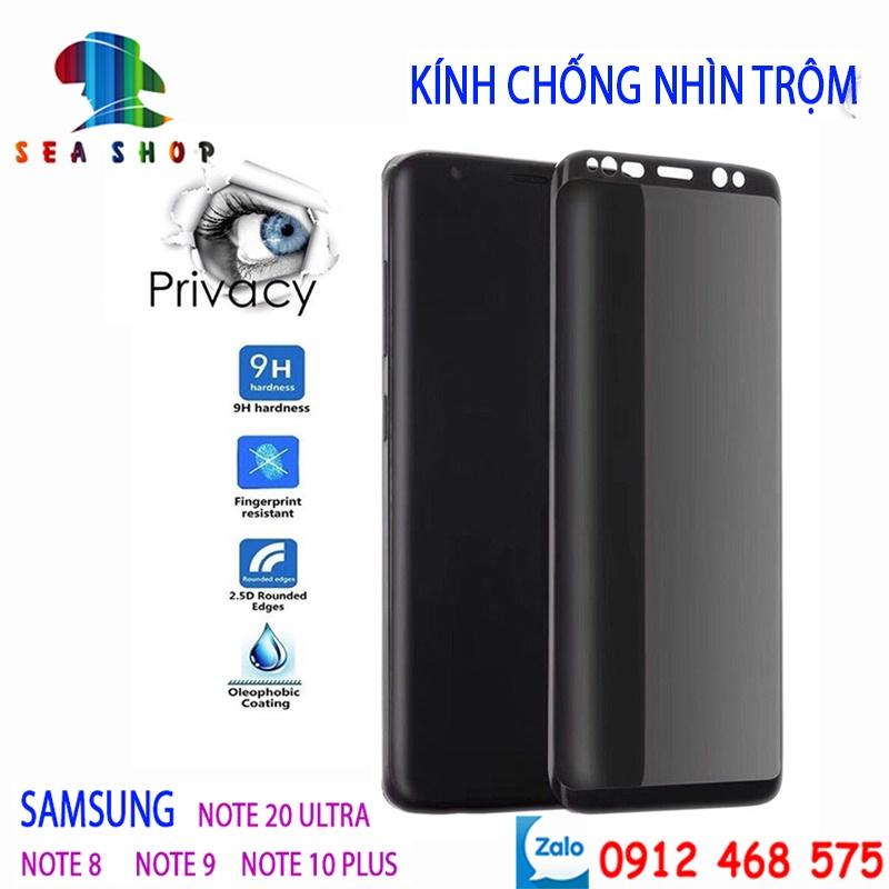 Kính chống nhìn trộm dành cho Samsung Galaxy Note 8, Note 10 Plus full màn hình 9D - Kính cường lực Note 8, Note 10 Pro