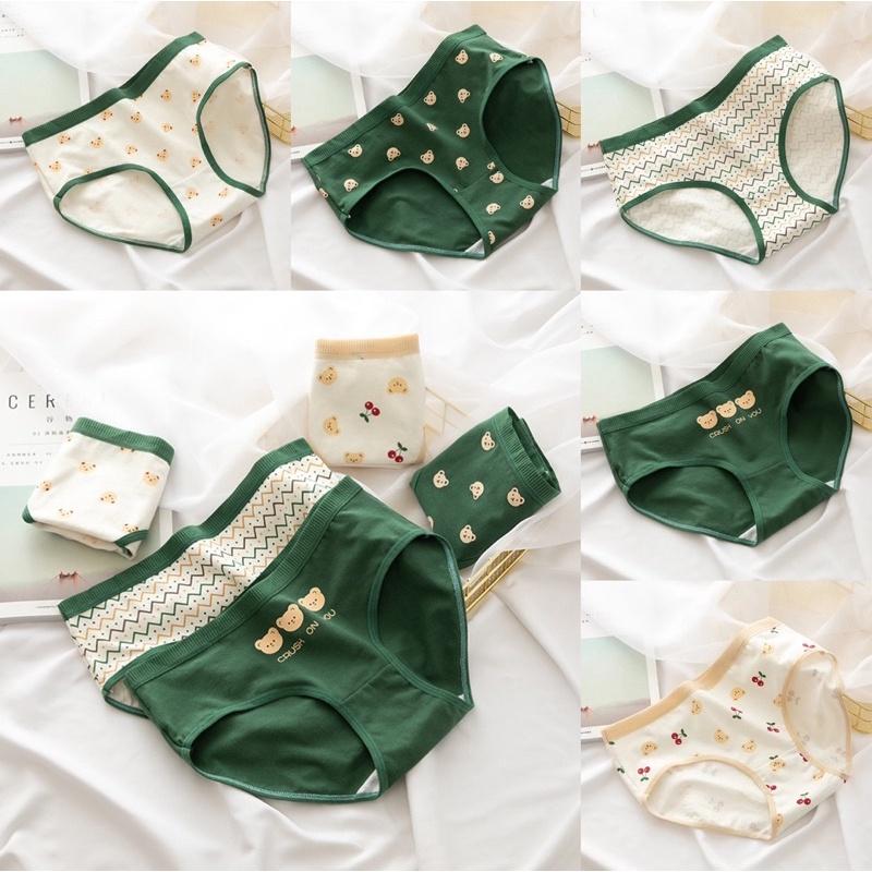 Quần Lót Nữ Cotton Siêu Thoáng Nâng Mông Gấu Xanh QL05