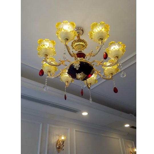 Đèn chùm trang trí nội thất IRELIA phong cách Châu Âu hiện đại loại 8 tay - Tặng kèm bóng LED cao cấp