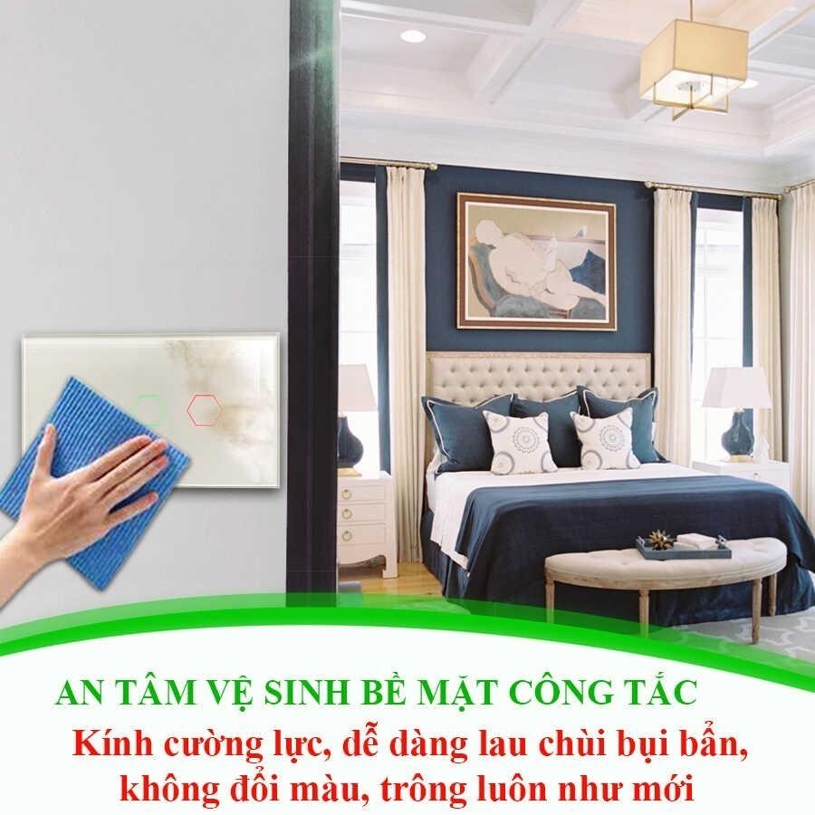 [KHÔNG ĐIỀU KHIỂN] Ổ Cắm Mặt Kính Hunonic Datic 2 Ổ Có Tiếp Địa