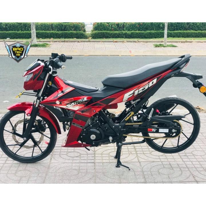 Tem rời dán xe satria fi chất liệu crom dán xe đỏ