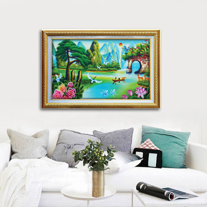 Tranh phong cảnh phong thủy đẹp - tranh ép gỗ treo tường W968