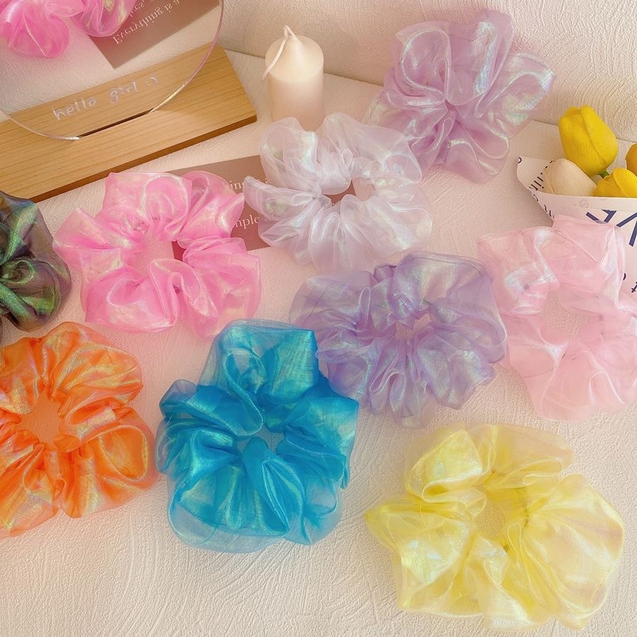 Sét 2 dây buộc tóc Scrunchies voan kim tuyến HD62 mầu ngẫu nhiên