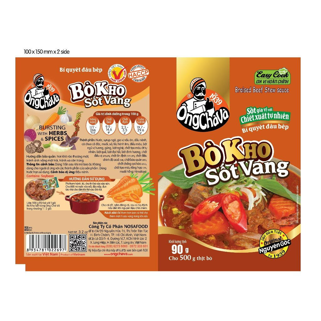 Combo 5 Gói Bò Kho Sốt Vang Ông Chà Và 90gr