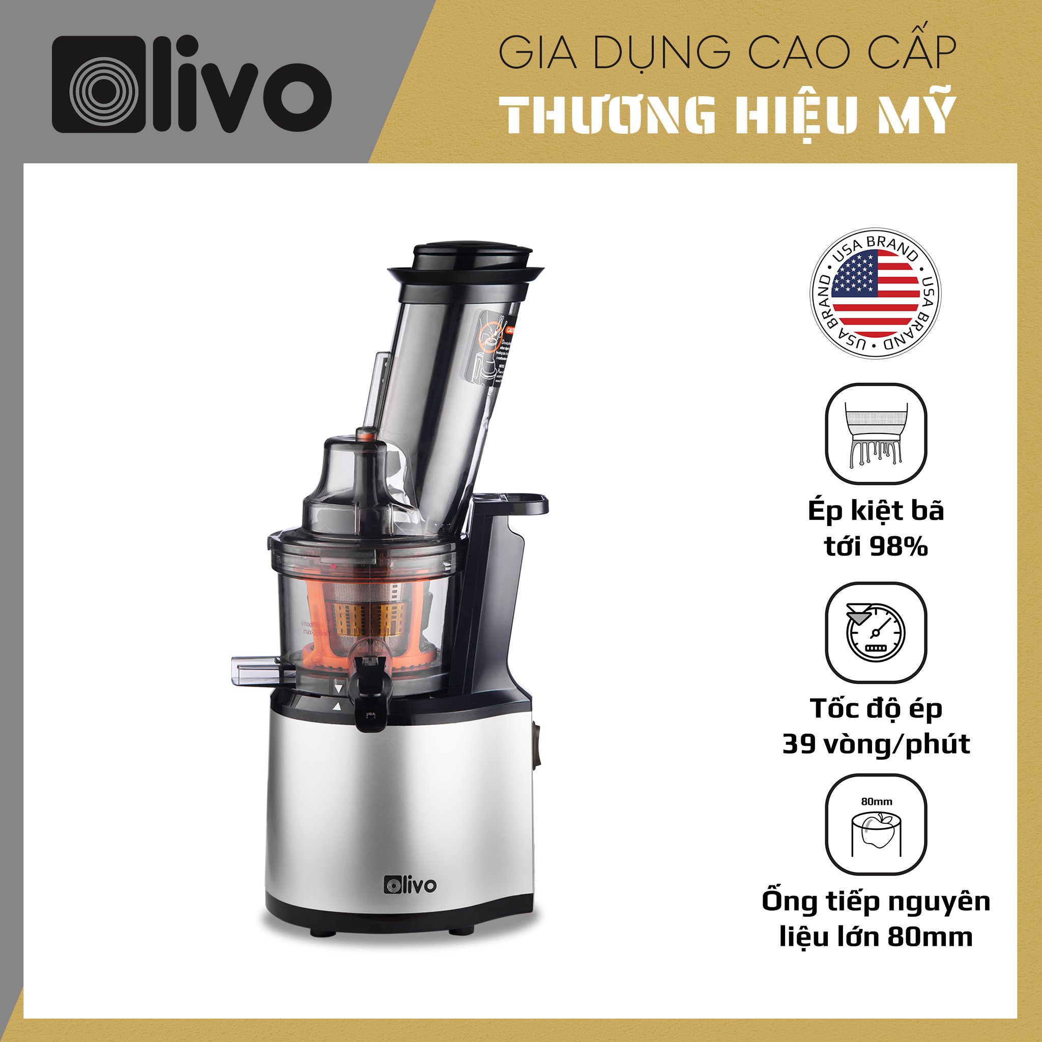 Hình ảnh Máy Ép Chậm OLIVO SJ200 [ HÀNG CHÍNH HÃNG] Máy Ép Trái Cây Rau Củ Quả Thương Hiệu Mỹ