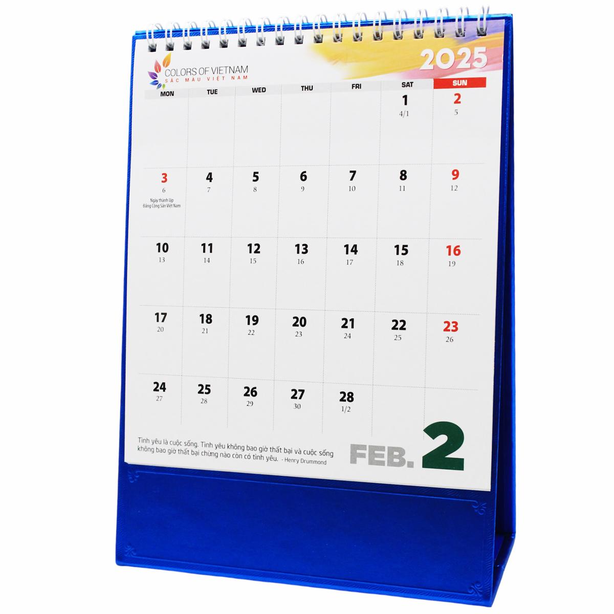 Lịch Bàn Đứng 2025 - Sắc Màu Việt Nam - Văn Lang VLL-B07 - Đế Màu Xanh
