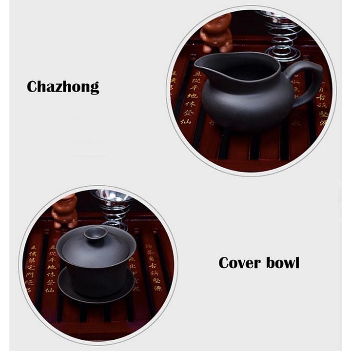 Bộ Ấm Trà Đạo Sứ Có Khay Gỗ Phong Cách Nhật Bản