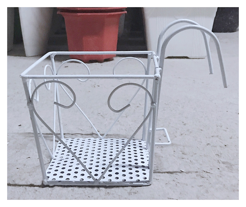 5 Giỏ Sắt 16x14cm Hình Vuông - Màu TRẮNG Treo Chậu Hoa Lan can Ban Công