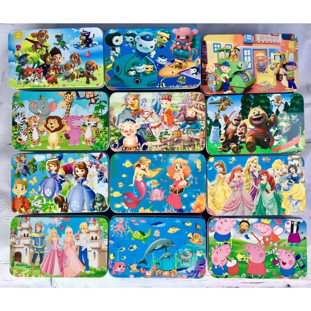 CHỌN MẪU Đồ chơi tranh ghép 200 miếng Puzzle hộp sắt cao cấp cho bé