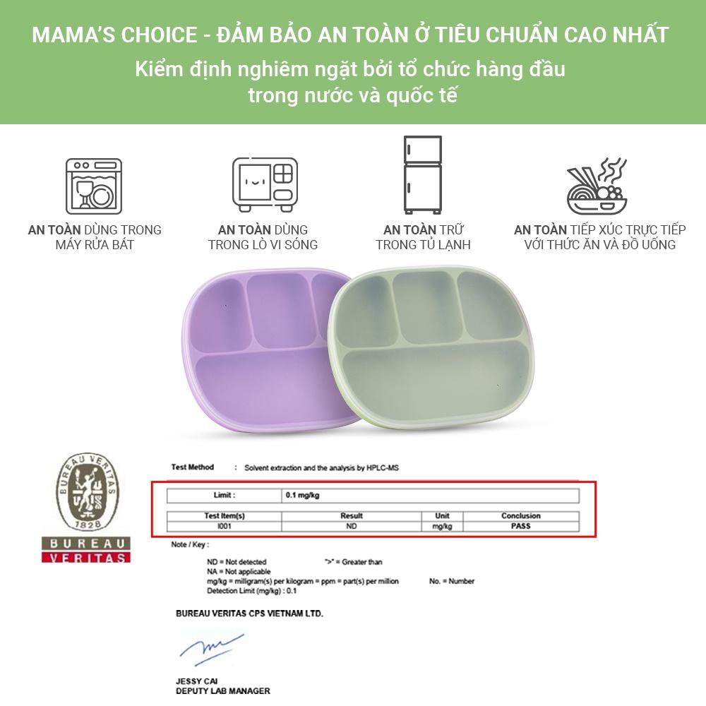 Khay Ăn Dặm Silicone Mama's Choice 2023, Giúp Bé Ăn Dặm Dễ Dàng Với Thiết Kế Đặc Biệt Đế Hít Chống Trượt Đổ và Nắp Đậy