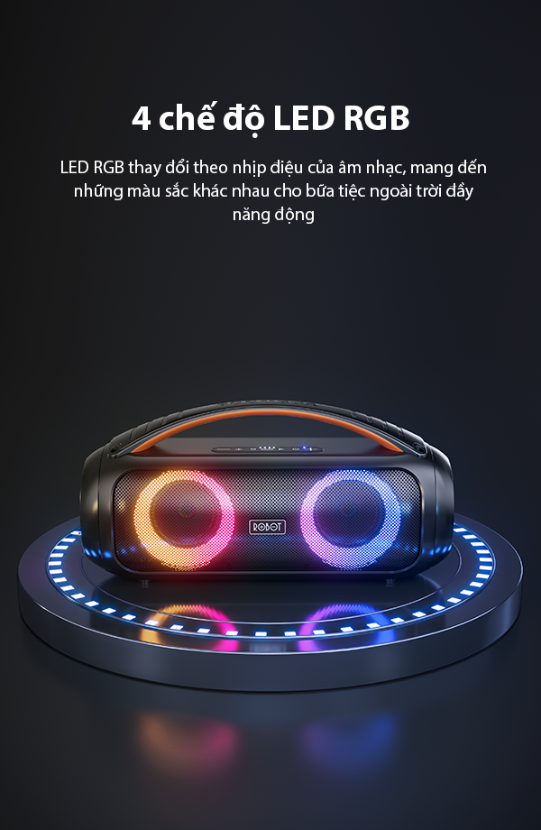 Loa Bluetooth KTV ROBOT RB600 Công Suất 40W LED RGB Micro Không Dây Màng Loa Kép 3 Inch - HÀNG CHÍNH HÃNG