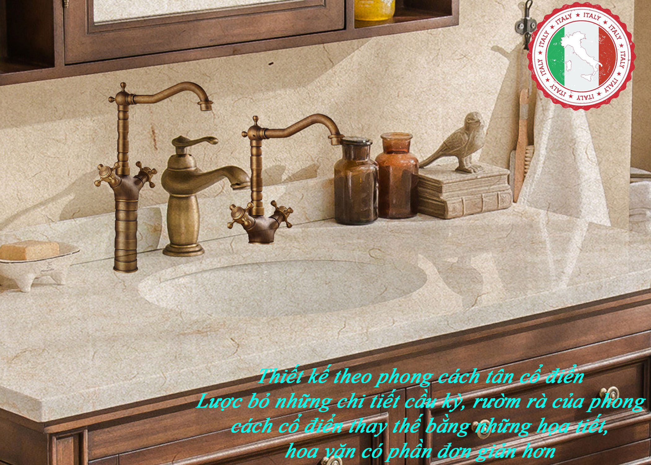 Vòi Lavabo tân cổ điển cao cấp GIORMANI Tay Cầm Đôi Vòi Phòng Tắm Vòi Xoay bán chạy