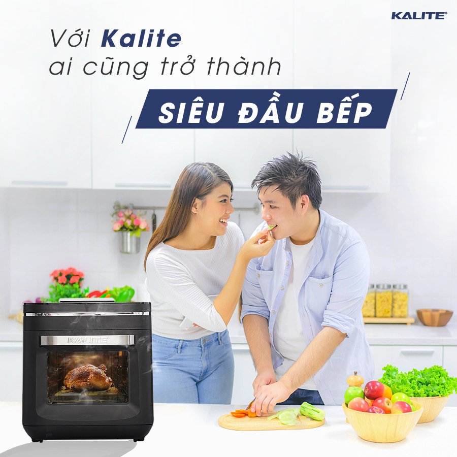 Nồi chiên không dầu hơi nước Kalite Steam X, công suất 1700W, dung tích 15L, bảng điều khiển điện tử, công nghệ chiên mới bằng hơi nước siêu nhiệt kết hợp Rapid Air, hàng chính hãng