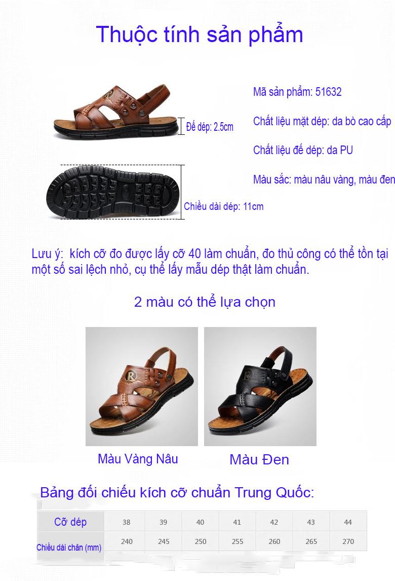 Giày Sandal công sở đế mềm da bò thật kiểu dáng Hàn Quốc thiết kế hiện đại mã 51632