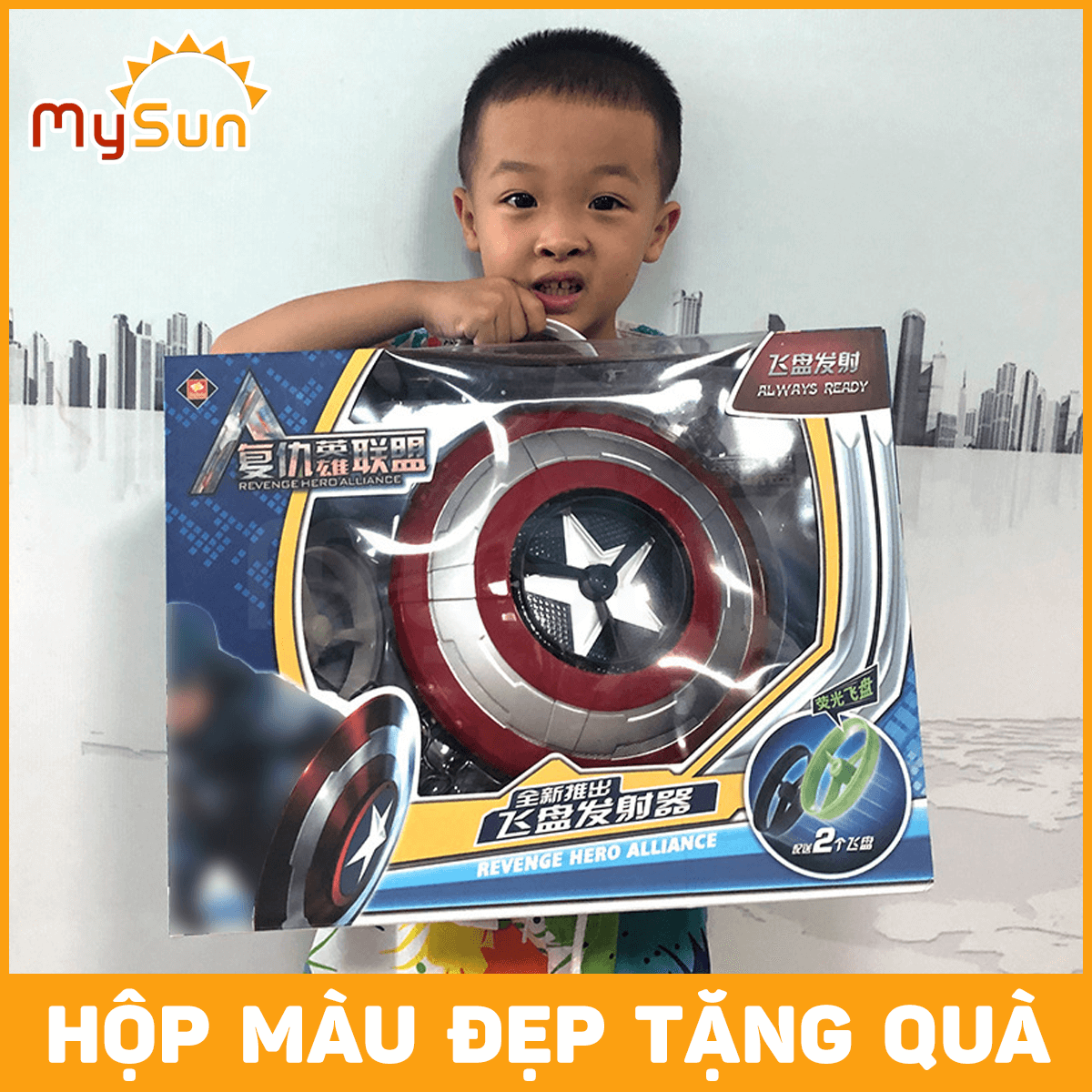 Khiên Captain America đội trưởng Mỹ đồ chơi cho trẻ em khiêng anh hùng siêu nhân chong chóng quay