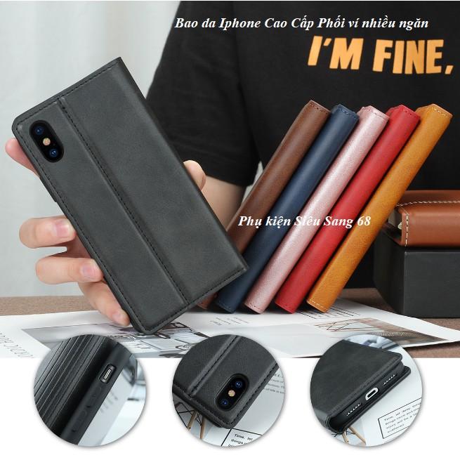 Bao da, Ốp lưng dành cho iphone 6 7 8 plus xr x xs xs max 11 11 pro 11 pro max 12 12 pro 12 pro max có phối ví da cao cấp