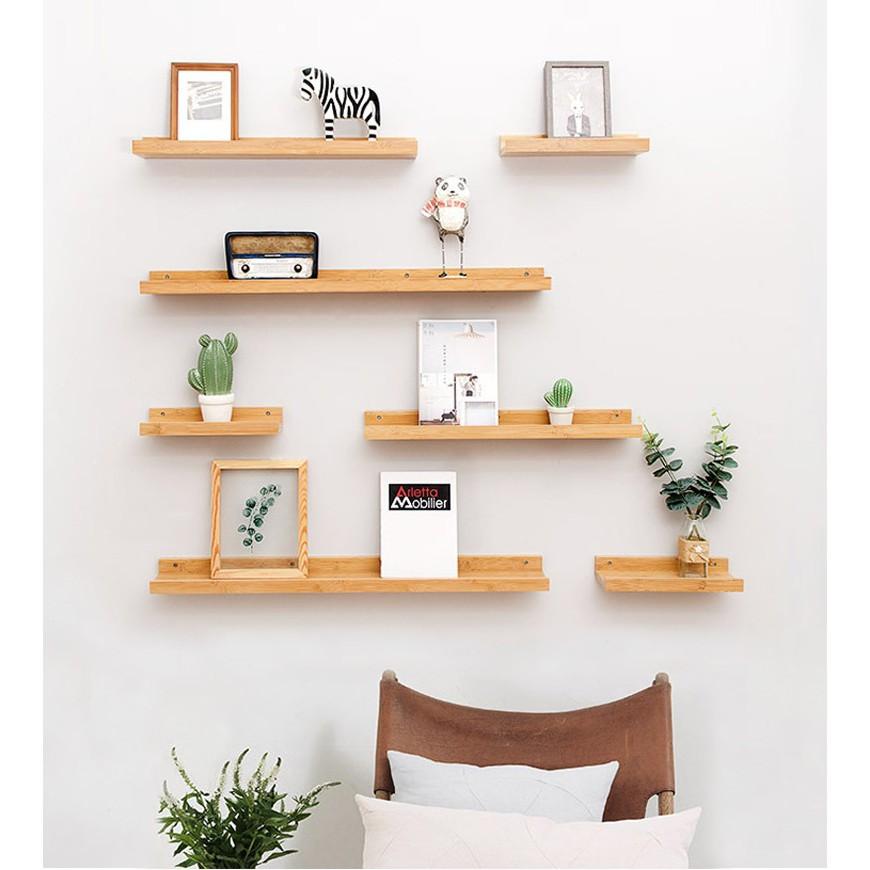 Set 3 Kệ gỗ treo tường trang trí phòng ngủ để đồ lưu niệm mỹ phẩm giá sách cây cảnh mini