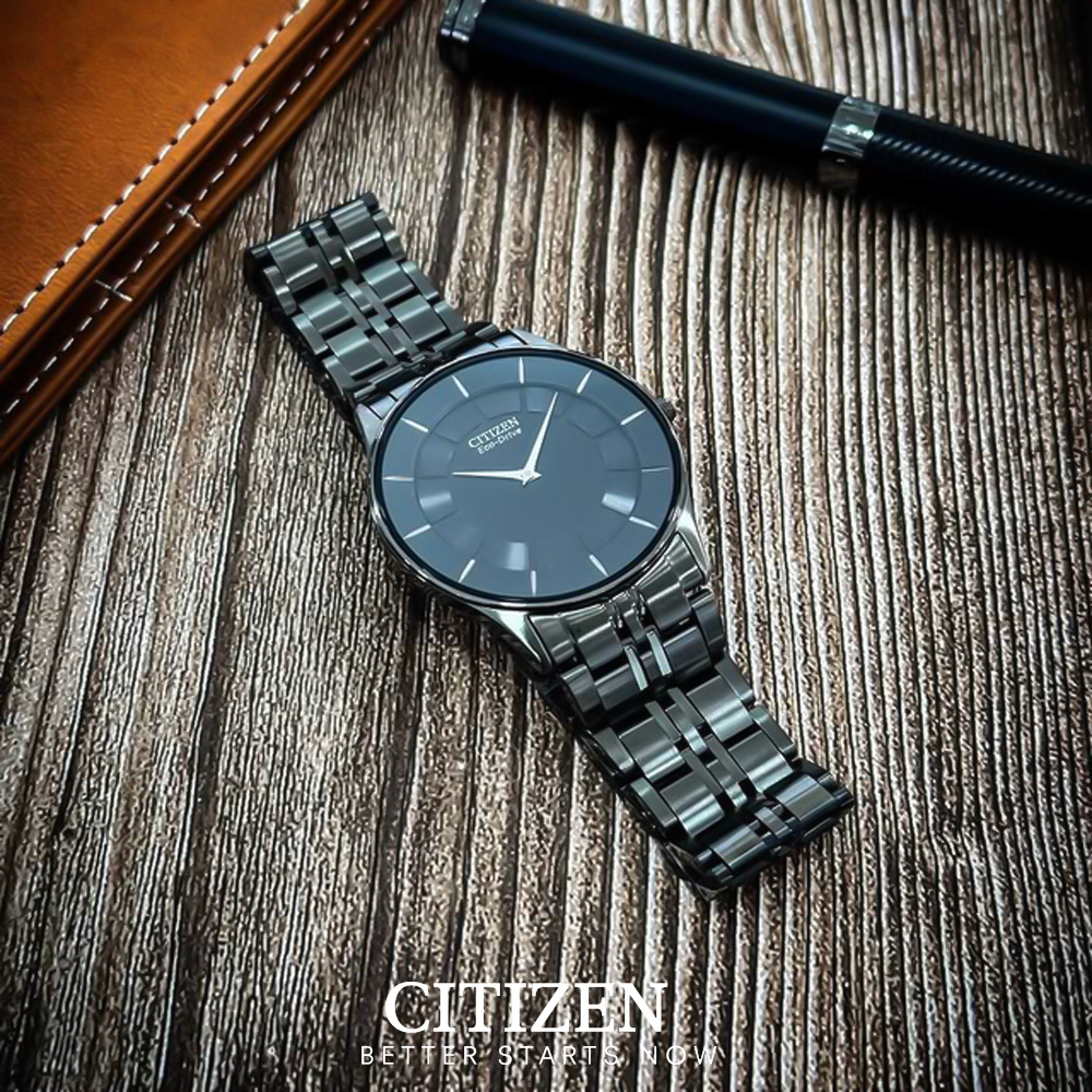 Đồng Hồ Nam Citizen Siêu Mỏng Dây Thép Không Gỉ AR3017-58E - Mặt Đen (Sapphire)