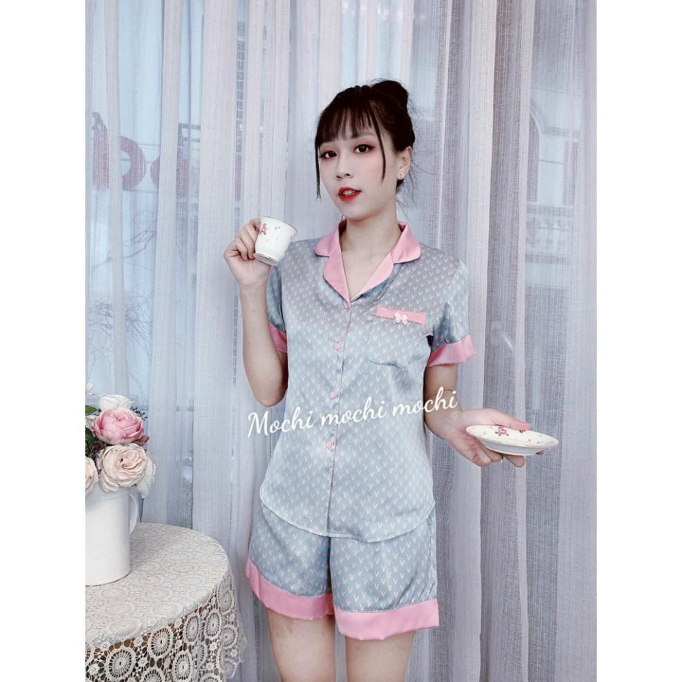 Bộ mặc nhà, bộ Pijama nữ lụa Hàn cao cấp, hàng thiết kế, áo ngắn, quần đùi có size