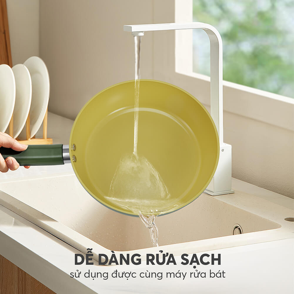 Chảo phủ sứ cao cấp Elmich Olive EL-5965OV nhiều size, Hàng chính hãng, dùng được mọi bếp - JoyMall