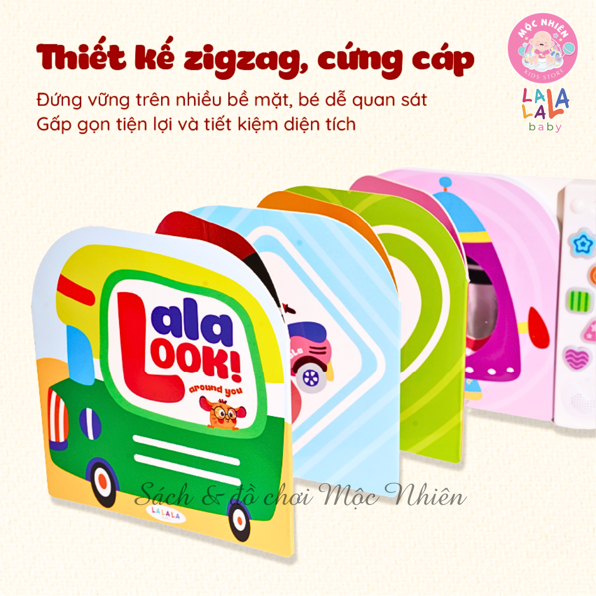 Sách âm thanh zigzag Lalalook - Đồ chơi kích thích thị giác, thính giác và não bộ phát triển cho bé sơ sinh - Lalala baby