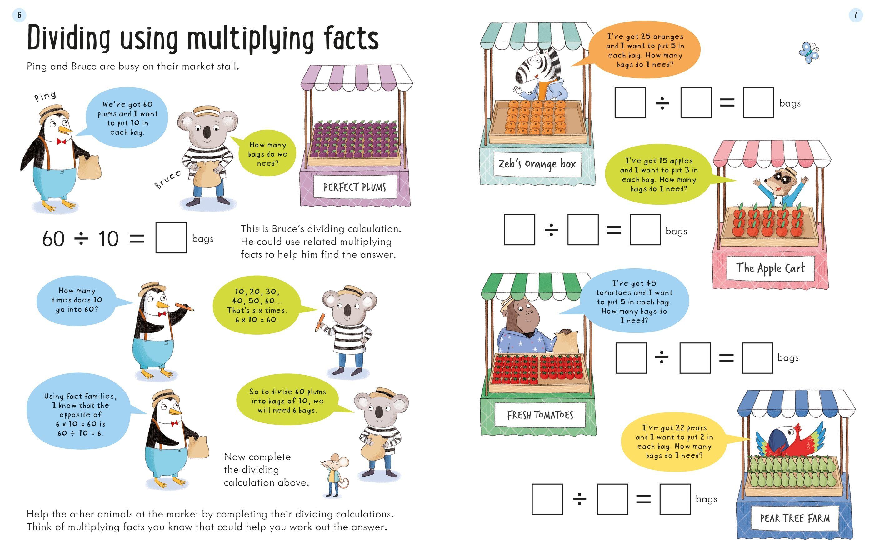 Sách học toán tiếng Anh: Usborne Workbooks Dividing 7-8