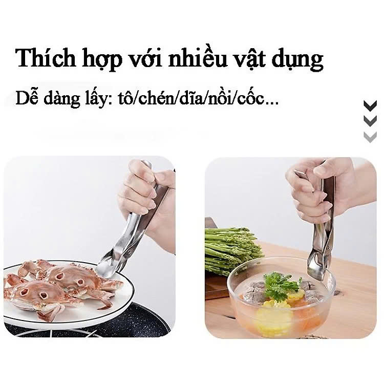 Kẹp Gắp Nóng Inox 304 Có Mút Silicon Chống Trượt 17cm – Kẹp Chống Bỏng, Gắp Bát/Nồi/Nắp An Toàn - HÀNG CHÍNH HÃNG MINIIN