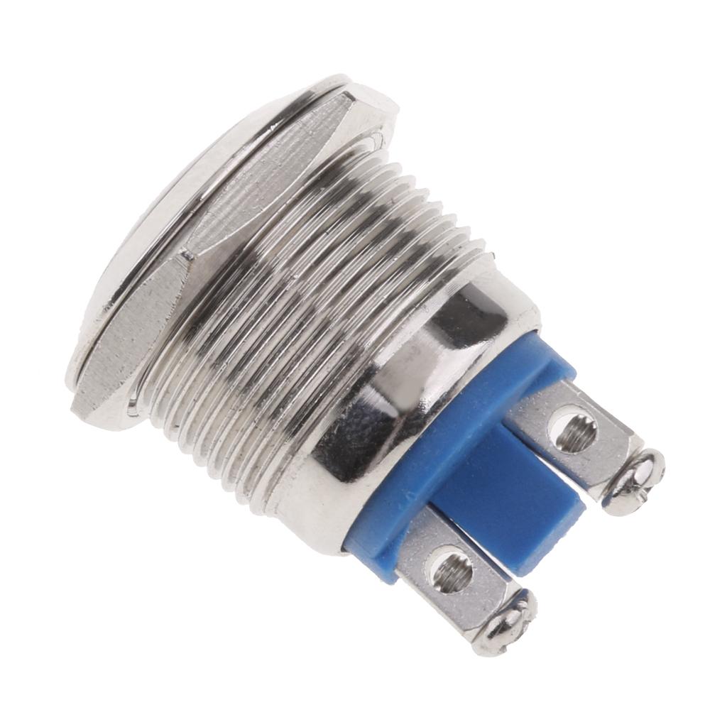 Chống Nước Kim Loại 19mm AC 250V 2A Nút Nhấn Nhất Thời TẮT BẬT-NGÀY