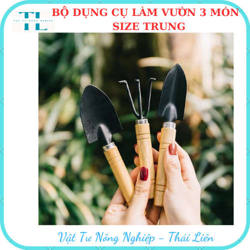 Bộ dụng cụ làm vườn 3 món size trung, Bộ dụng cụ 3 món tiện lợi, dễ sử dụng, chắc chắn phù hợp với làm vườn.