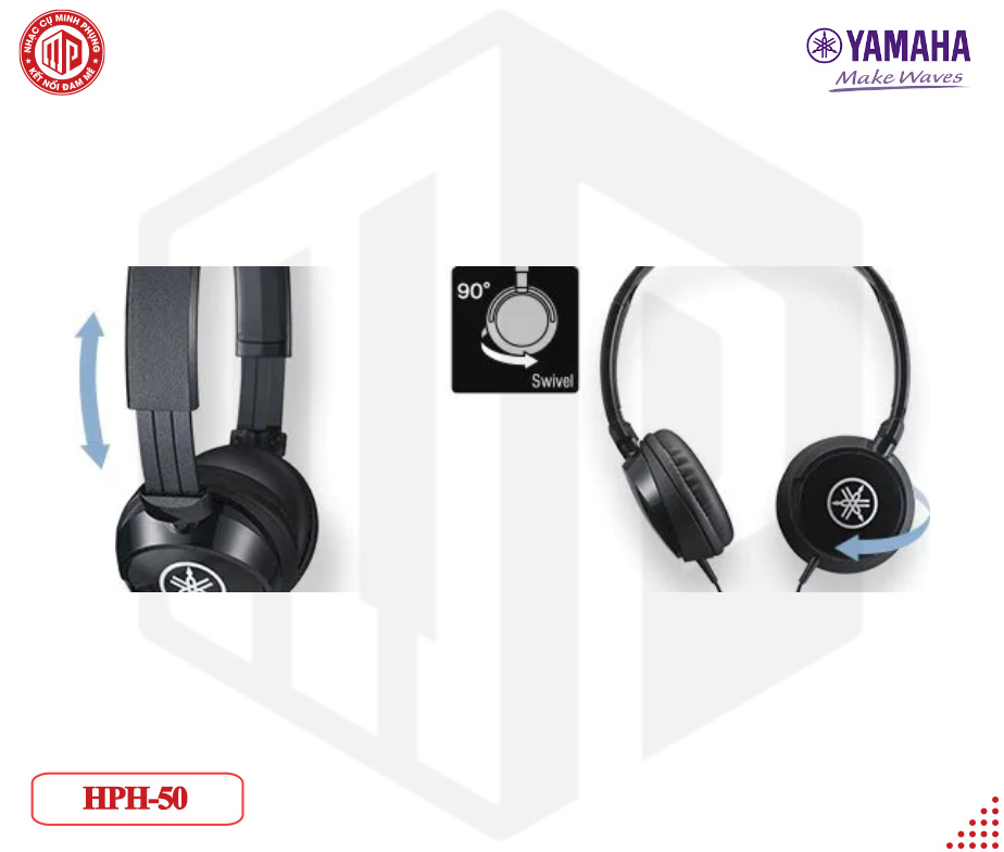 Tai nghe/ Simple Compact Headphones - Yamaha HPH-50 (HPH50) - Màu đen - Hàng chính hãng