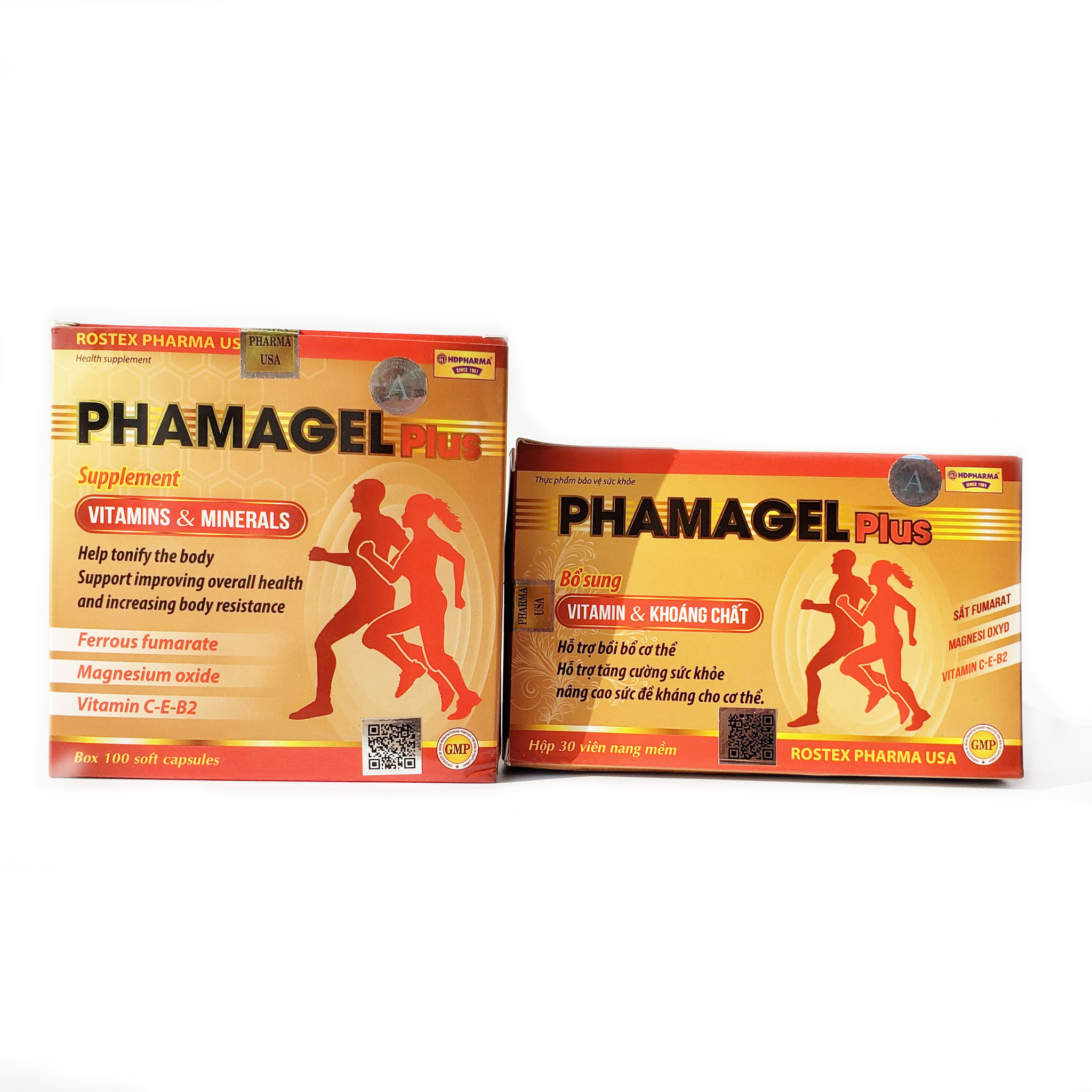 PHAMAGEL Plus Bổ sung Vitamin & Khoáng chất giúp bồi bổ cơ thể nâng cao sức đề kháng Hộp 100 viên