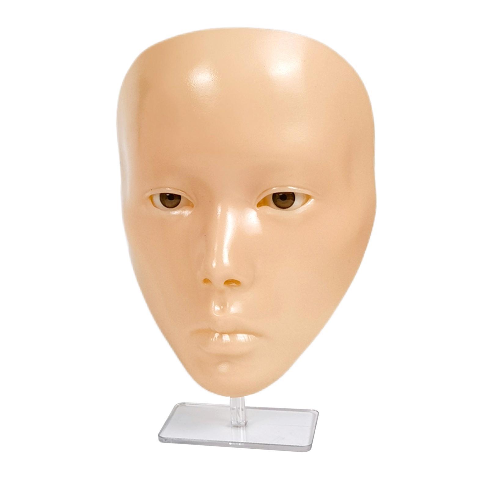 Reusable Makeup Practice Face Realistic Flexible Mannequin Head 5D Silicone for Cosmetology Permanent Makeup Artists Beginners Salon Home