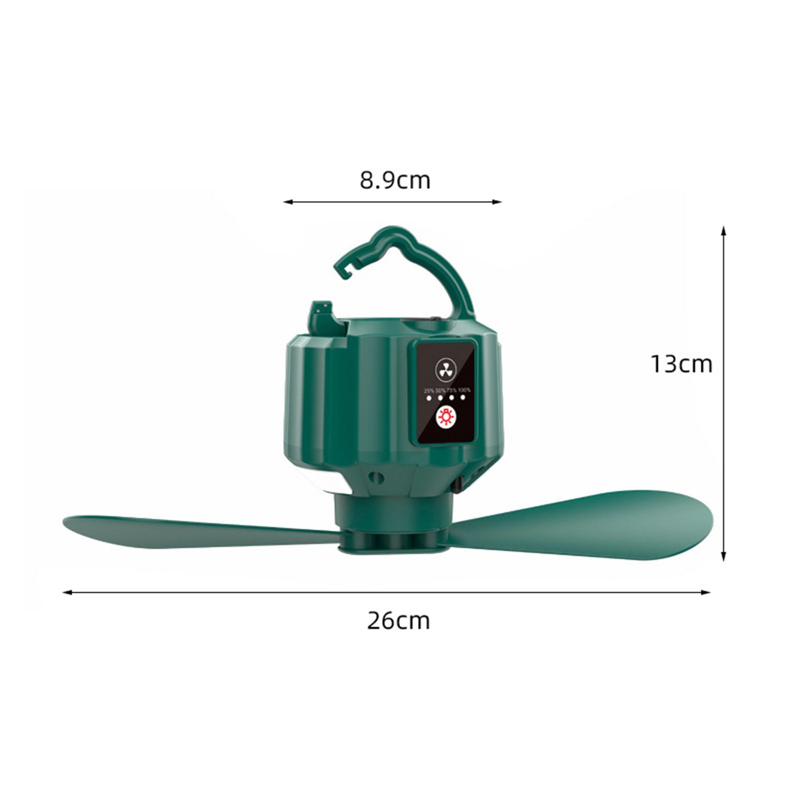 Camping Fan with Hanging Hook Remote Control with LED Lantern Tent Fan Light