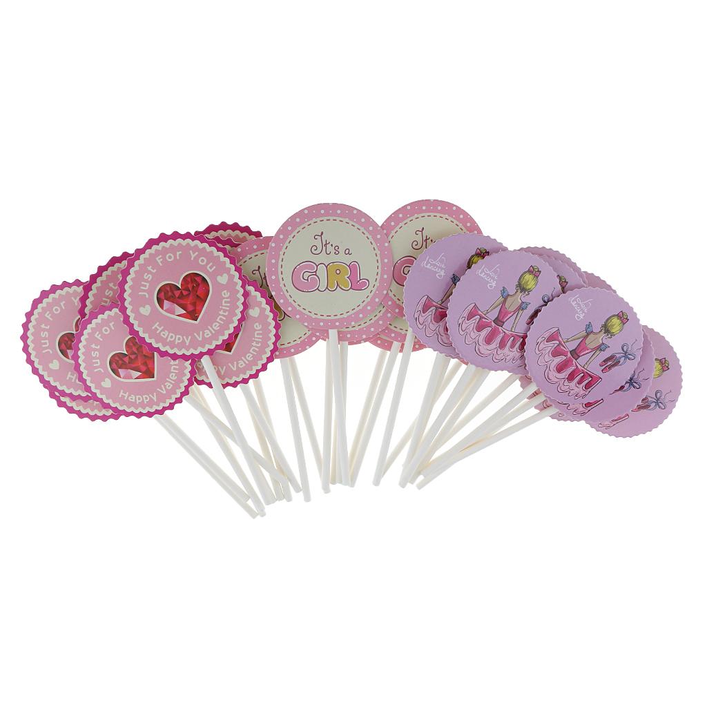 30pcs It's a Girl Cake Decor Cupcake Topper Baby Shower Cake Centerpieces