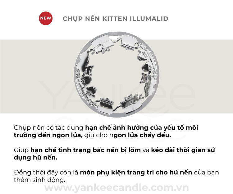 Chụp nến trang trí Yankee Candle - Matte Silver Kitten