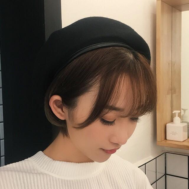  MŨ NỒI BERET NỮ, NÓN NỒI MŨ ULZZANG NÓN BERET DẠ MŨ BERET VIỀN DA CÓ DÂY NỚI CHỈNH