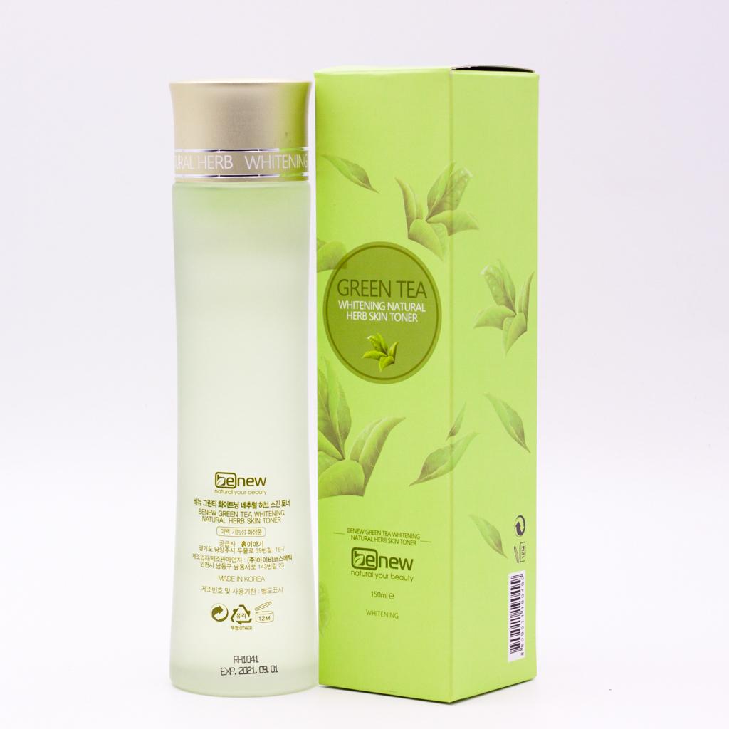 Nước Hoa Hồng Trắng Da Hàn Quốc  Trà Xanh Benew Green Tea Whitening Natural Herb Skin Toner (150ml) – Hàng Chính Hãng