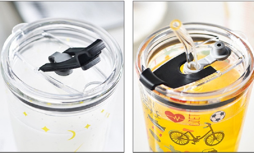 Ly Thủy Tinh Chia Vạch Có in hình Ngộ nghĩnh | Kèm Nắp Nhựa Ngăn Tràn