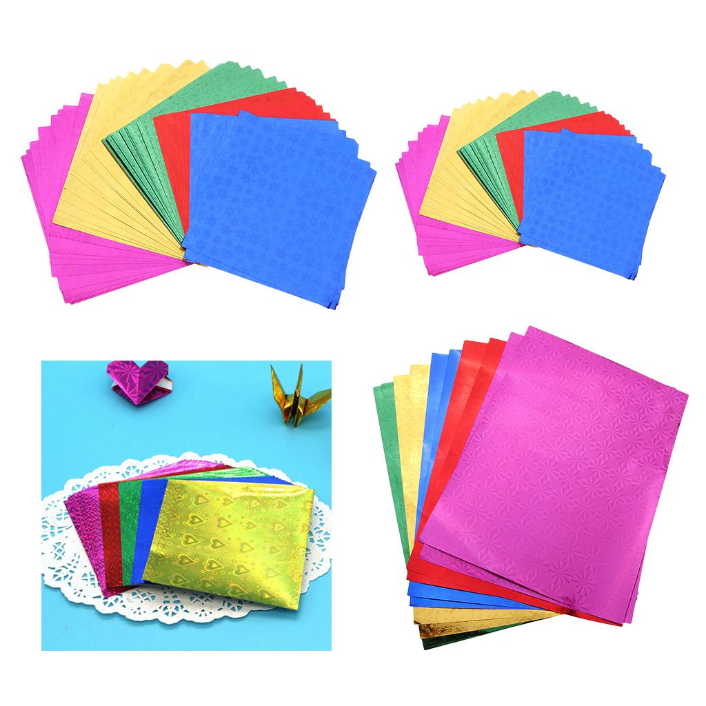 Colorful Folding Hologram Origami Paper for Kids DIY Craft 50pcs 15x15cm