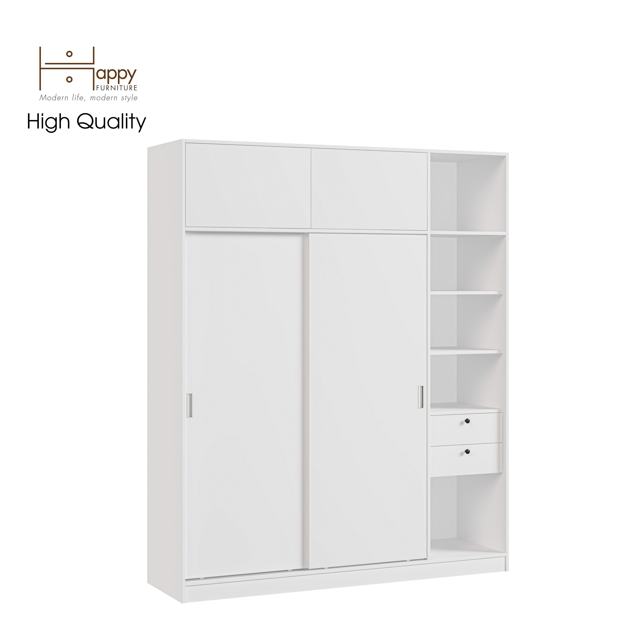 [Happy Home Furniture] ELEGANT, Tủ quần áo cửa lùa 1m8x2m2 , 180cm x 54cm x 220cm ( DxRxC), TCL_006