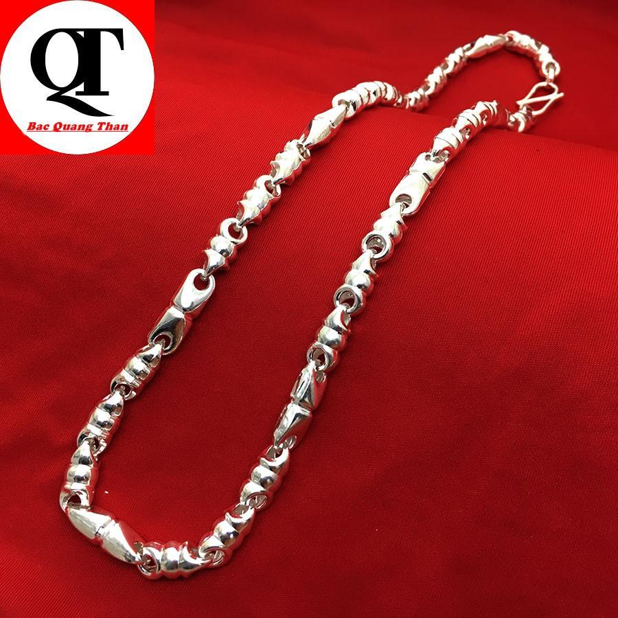 Dây chuyền bạc nam Bạc Quang Thản thiết kế kiểu dây tròn độ dài 50cm, trọng lượng có nhiều lựa chọn chất liệu bạc ta.
