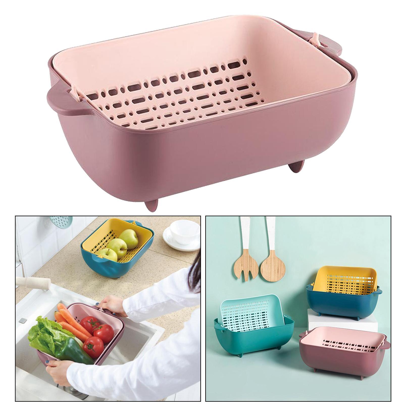 2in1 Kitchen Colander/Filter Bowl Double-layer Drain Basin Clean