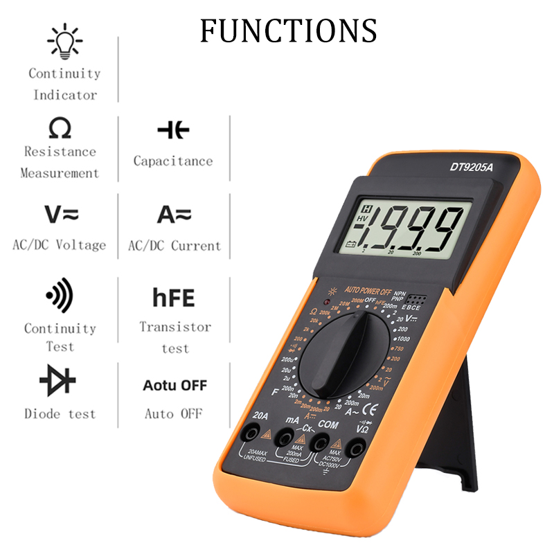 Đồng hồ vạn năng kỹ thuật số, Đồng hồ đo điện áp hiện tại AC/DC, Đồng hồ đo điện trở, Máy đo điện dung