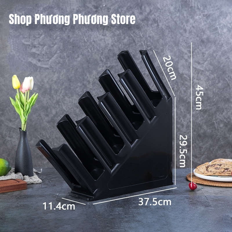 Kệ Đựng Cốc Trà Sữa Bằng Nhựa 4 Ngăn - Màu Đen Cao Cấp